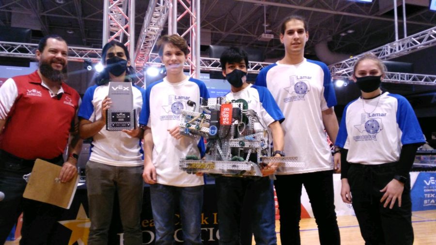 DiscoBots receive the Amaze Award at Texas Region 3 Championship, qualifying them for the World Championship in Dallas May 5, 6, and 7.