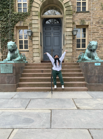 Chandler Jones standing in front of Princeton University
