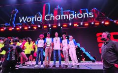 The robotics team poses at the World Championships
