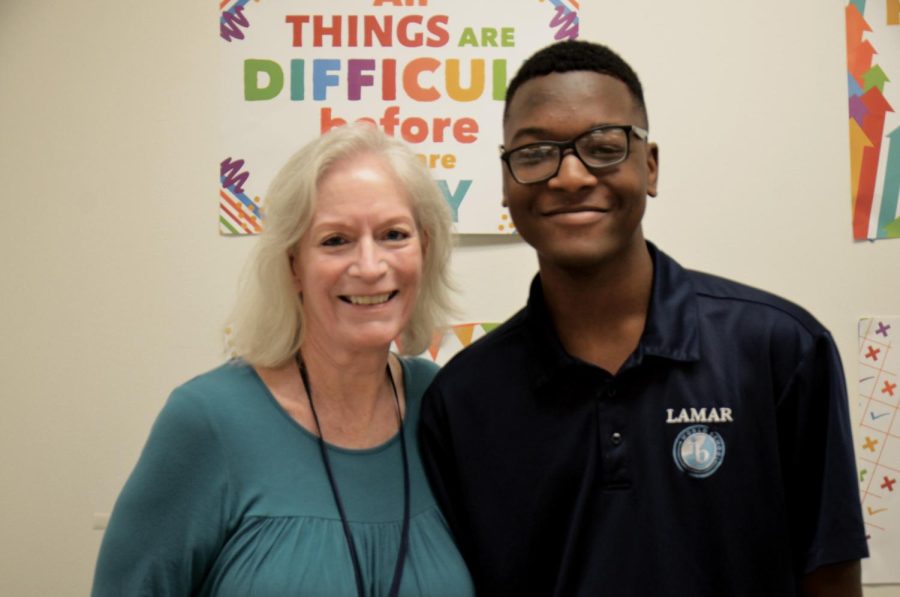 Dr. Debrah Hall and Jayden Mack after an interview for a Lamar Life article.