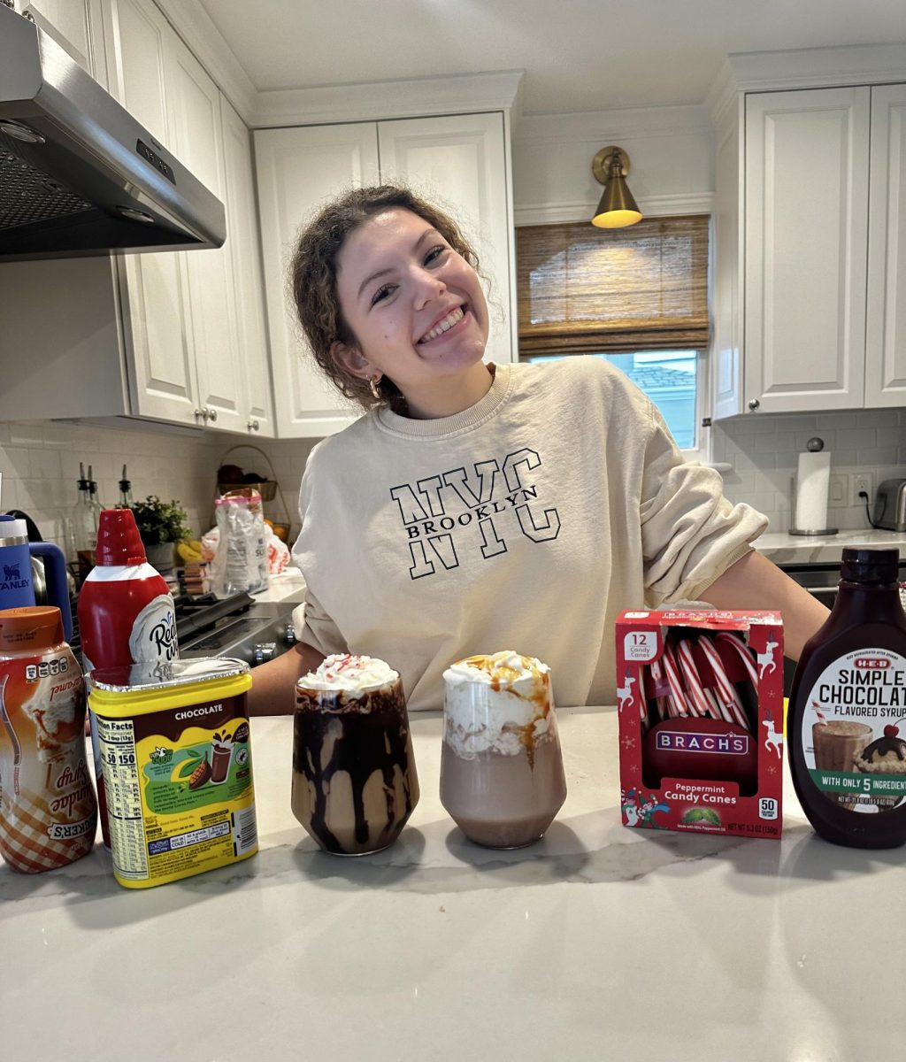 Writing Editor and senior Brooklyn Slie concocts a salted caramel hot chocolate and peppermint mocha mudslide.