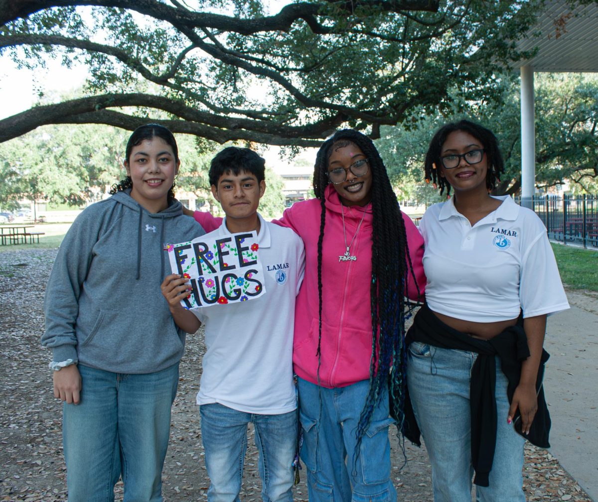 (From left to right) Junior Jimena Pacheo Valencia, freshman Juan Vasquez, junior Madisyn McClellan, and junior Kamora Gilbert