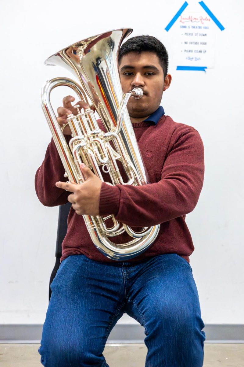Senior Edward Casiano displaying his musical talents at Lamar one last time. 